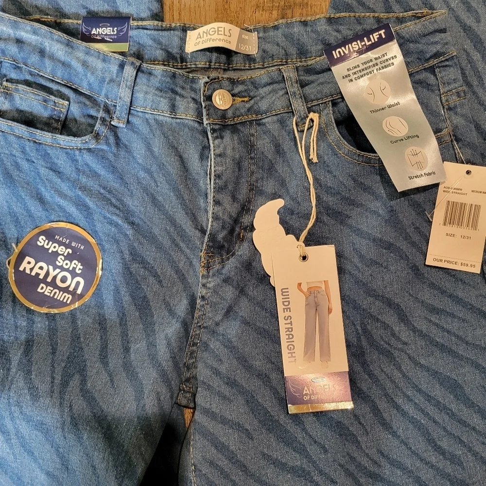 Angels Blue Zebra Print Jeans - Picture 11 of 15